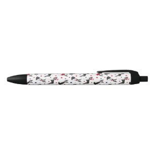 Patriotic Boston Terrier Dog Black Ink Pen