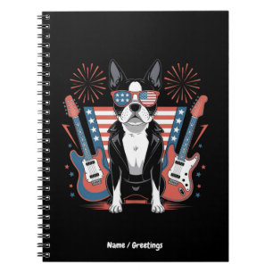 Patriotic Boston Terrier Dog Lover Design USA Flag Notebook