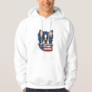 Patriotic Boston Terrier Dog Puppy American Flag 4 Hoodie