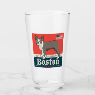 Patriotic   Boston Terrier Glass
