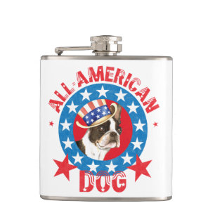 Patriotic Boston Terrier Hip Flask