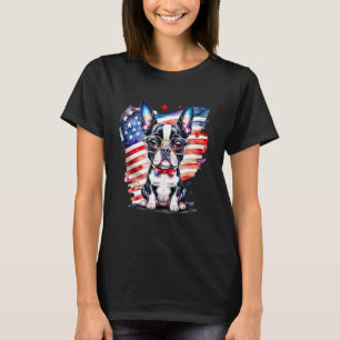 Patriotic Boston Terrier Puppy American Flag USA 3 T-Shirt