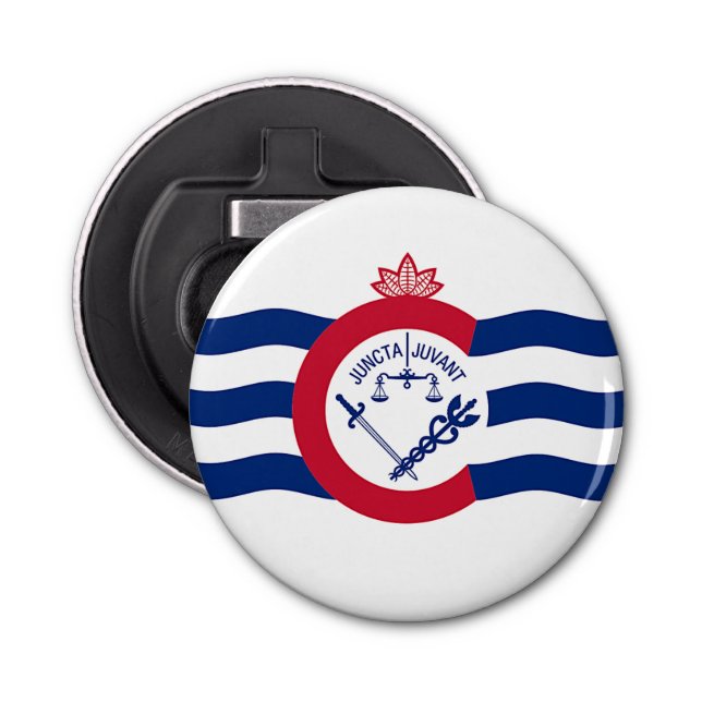 Patriotic bottle opener with Flag of Cincinnati (Front)