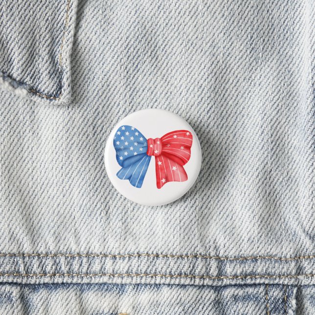 Patriotic Bow 1 Inch Round Button (Creator Uploaded)