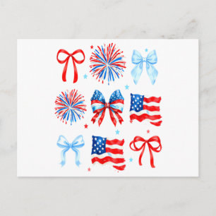 Patriotic Bows And Flags Fourth Of July Holiday Postcard