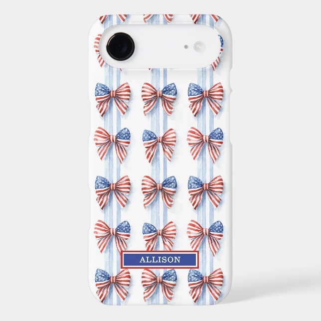 Patriotic Bows On Stripes Monogrammed Case-Mate iP (Back)
