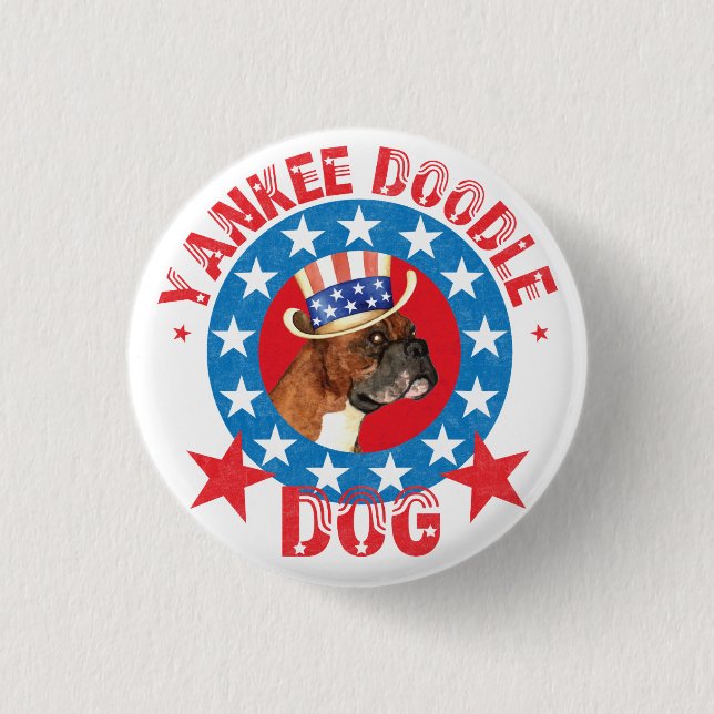 Patriotic Boxer 1 Inch Round Button (Front)