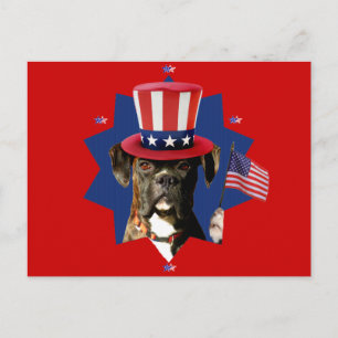 Patriotic Boxer Dog postcard