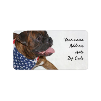 Patriotic Boxer Dog Shipping Labels