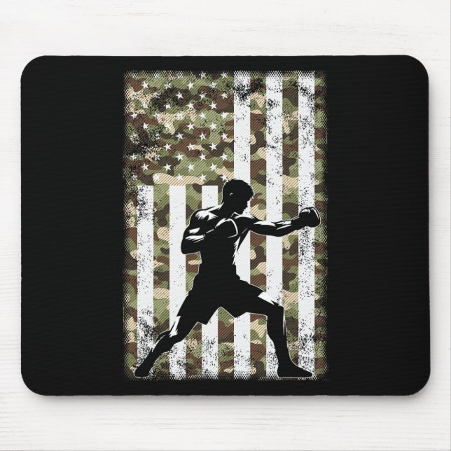 Patriotic Boxer Fighter Camo Usa Flag 4th Of July  Mouse Pad (Front)