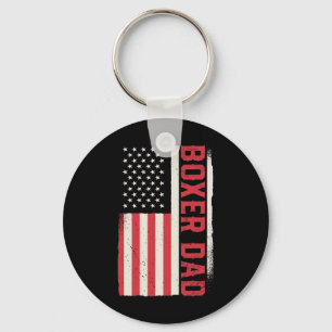Patriotic Boxing Coach Boxer Dad American Flag Keychain