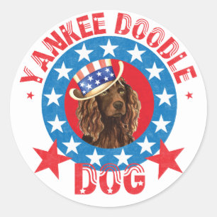 Patriotic Boykin Spaniel Classic Round Sticker