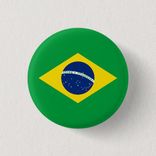 Patriotic Brazil Flag 1 Inch Round Button