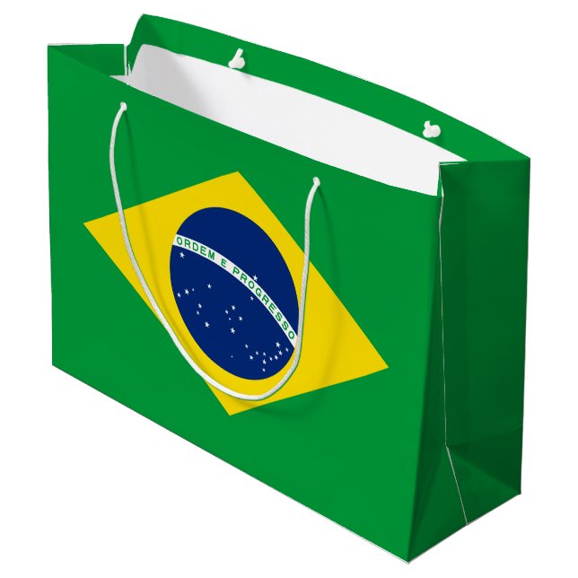 Patriotic Brazil Flag Large Gift Bag (Back Angled)