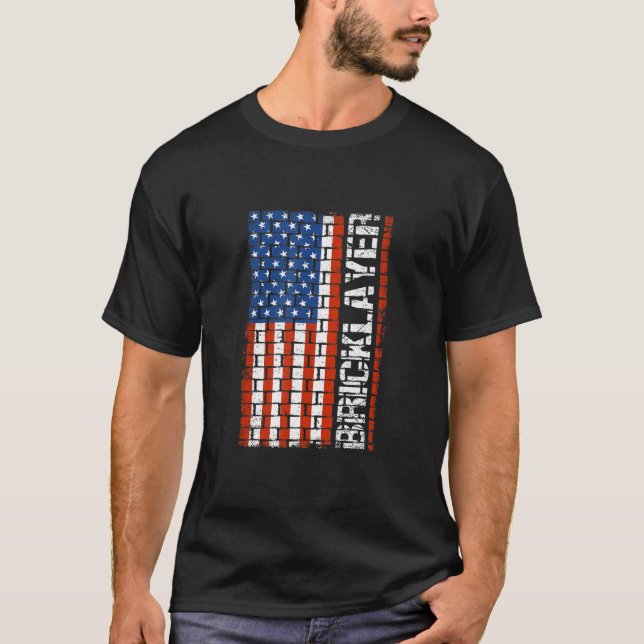 Patriotic Bricklayer Flag  Us Citizen Construction T-Shirt (Front)