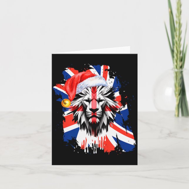 Patriotic British Christmas Uk English Flag Premiu Card (Front)