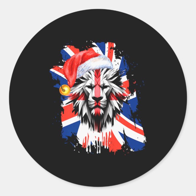 Patriotic British Christmas Uk English Flag Premiu Classic Round Sticker (Front)