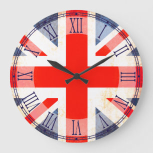Patriotic British flag roman numeral wall clock