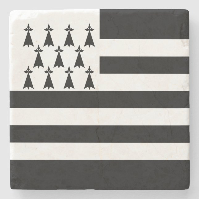 Patriotic Brittany Flag Stone Coaster (Front)