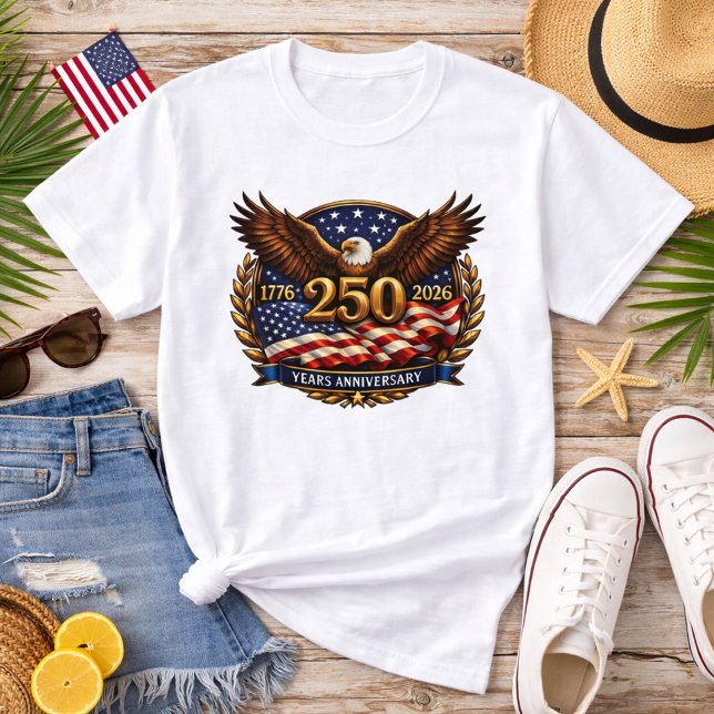 Patriotic Bronze 250th Anniversary Emblem T-Shirt (Creator Uploaded)