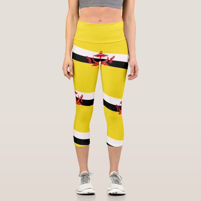 Patriotic Brunei Flag Capri Leggings (Front)