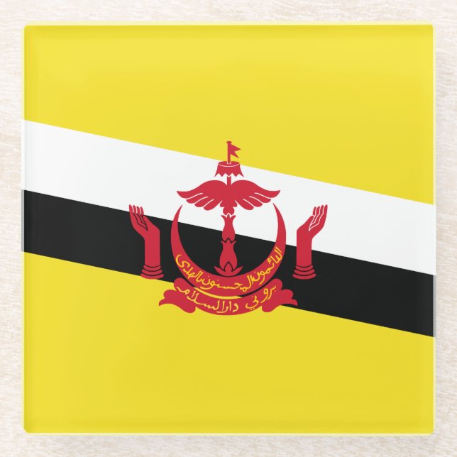 Patriotic Brunei Flag Glass Coaster (Front)