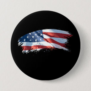 Patriotic Brush Stroke American Flag 3 Inch Round Button