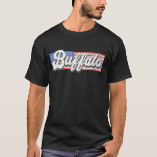 Patriotic Buffalo USA Flag Stripe Vintage City Buf T-Shirt