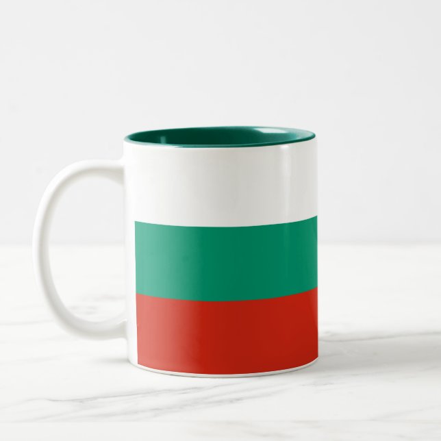 Patriotic Bulgarian Flag Two-Tone Coffee Mug (Left)