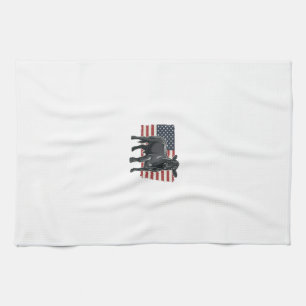 Patriotic Bull Flag Vintage Engraving Graphic_1 Kitchen Towel