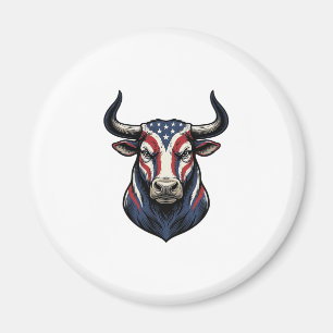 Patriotic Bull Head Vintage Engraving Design_1 Magnet