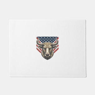 Patriotic Bull Head Vintage Engraving Vector Art_1 Doormat