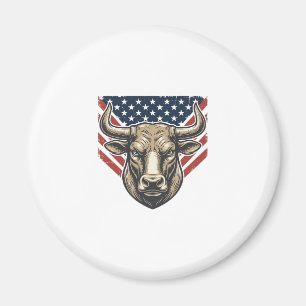 Patriotic Bull Head Vintage Engraving Vector Art_1 Magnet
