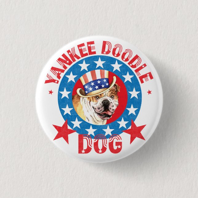 Patriotic Bulldog 1 Inch Round Button (Front)