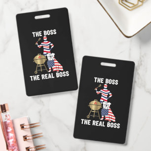 Patriotic Bulldog BBQ The Real Boss Badge