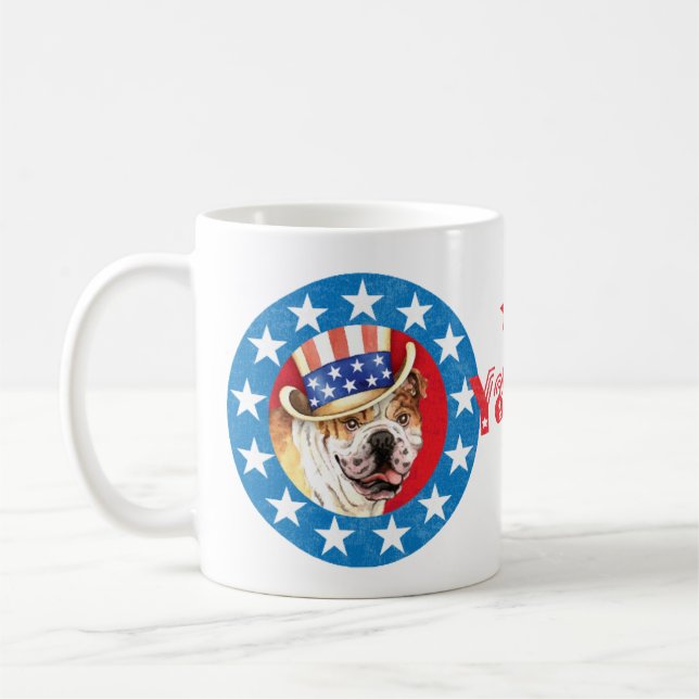 Patriotic Bulldog Coffee Mug (Left)