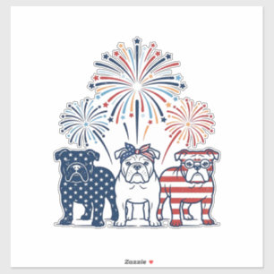 Patriotic Bulldog Fireworks Vintage Vector Design_
