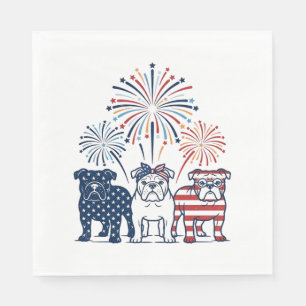 Patriotic Bulldog Fireworks Vintage Vector Design_ Napkin