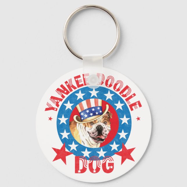 Patriotic Bulldog Keychain (Front)