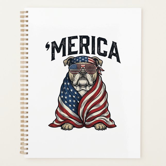 Patriotic Bulldog 'Merica Vintage Vector Shirt Des (Devant)