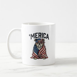 Patriotic Bulldog 'Merica Vintage Vector Shirt Des Coffee Mug
