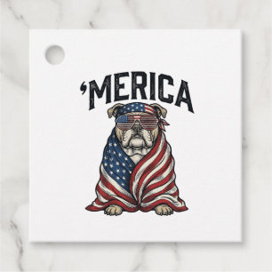 Patriotic Bulldog 'Merica Vintage Vector Shirt Des Favour Tags