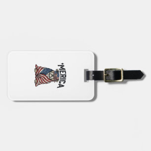 Patriotic Bulldog 'Merica Vintage Vector Shirt Des Luggage Tag
