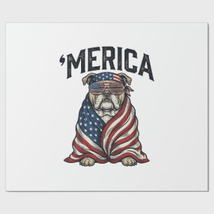 Patriotic Bulldog 'Merica Vintage Vector Shirt Des Wrapping Paper