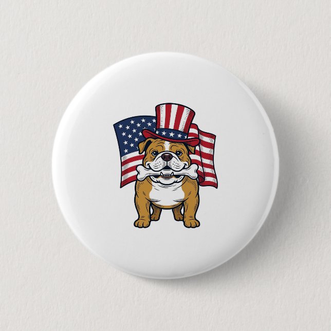 Patriotic Bulldog With Flag Vector Design_1 2 Inch Round Button (Front)