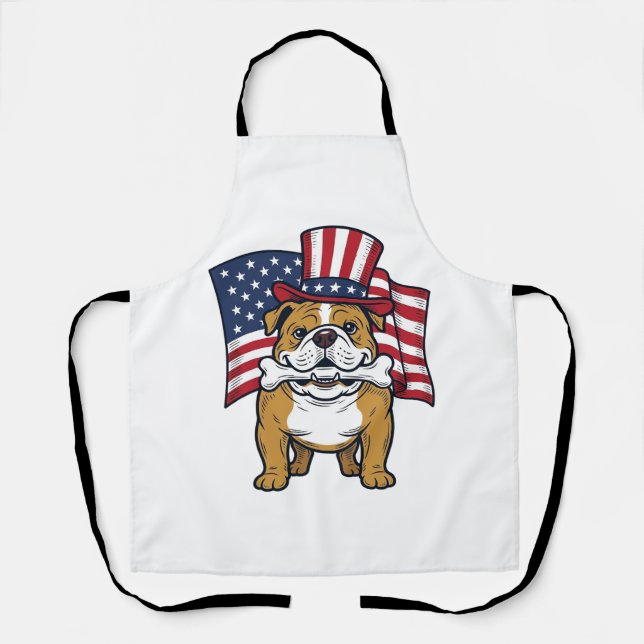 Patriotic Bulldog With Flag Vector Design_1 Apron (Front)