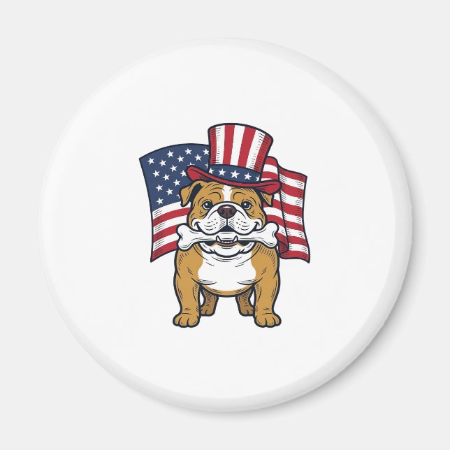 Patriotic Bulldog With Flag Vector Design_1 Magnet (Front)