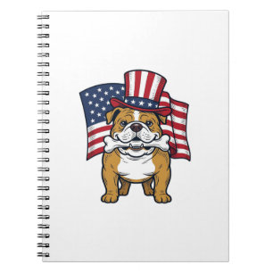 Patriotic Bulldog With Flag Vector Design_1 Notebook