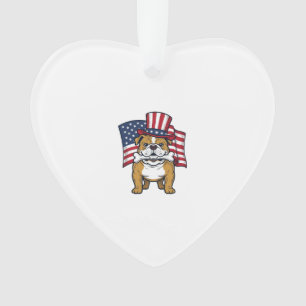 Patriotic Bulldog With Flag Vector Design_1 Ornament