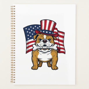 Patriotic Bulldog With Flag Vector Design_1 Planner